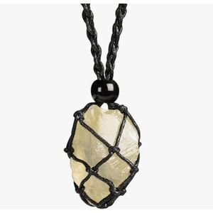 Black yellow citrine boho minimalist necklace gothic corset wrap natural stone